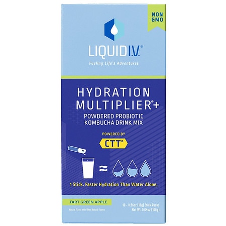 Hydration Multiplier+ Powdered Probiotic Kombucha Drink Mix Tart Green Apple