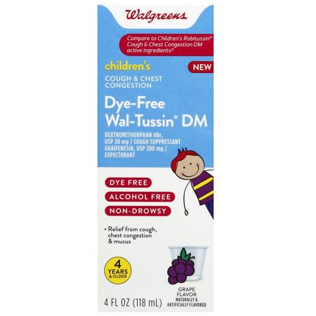 Wal-Tussin Children's Dye-Free DM Liquid Grape Flavor Grape