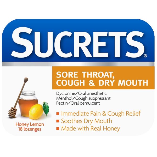 Sore Throat, Cough & Dry Mouth Lozenges Honey Lemon