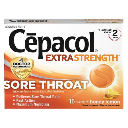 Extra Strength Sore Throat Relief Lozenges Honey Lemon