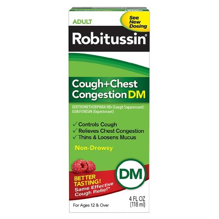 Adult Cough/Chest Congestion DM, Non-Drowsy, Suppressant & Expectorant Raspberry