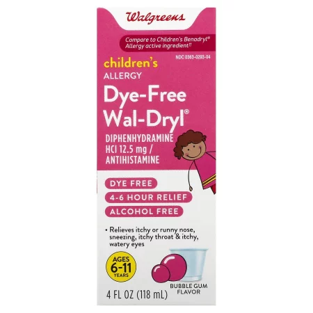 Wal-Dryl Children's Allergy Oral Solution Dye-Free Bubble Gum